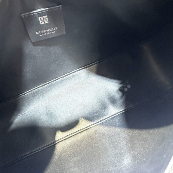 Givenchy Moon Cutout Logo Chain Shoulder Bag 2Way Black Leather - Picture 7 of 8